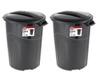  2 Pack  Hyper Tough 32 Gallon Heavy Duty Injection Molded Trash Can With Click 