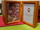 Dog Cat Pet Wooden Memorial Cremation Ashes Urn Wood Double Photo Frame Storage