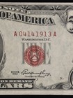 1953  5 Five Dollar Us Note Red Seal Currency Bill