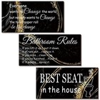  3 Pieces Black And Gold Bathroom Wall Decor Wooden Rules Marble Noble Style
