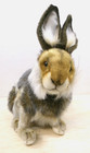 Hansa 2004 12  Plush Realistic Rabbit Gray - Brown Tan   White