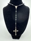 Vintage Black Beaded Rosary And Cross Catholic Rosary Religious Cross Necklace