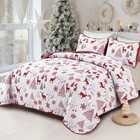 Luxudecor Christmas Quilt Set Queen Size  Reindeer Xmas Tree Quilt Snowflake Bed