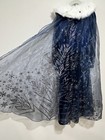Loel Frozen Girls Elsa Costume Dress Blue Velvet Cape Faux Fur Collar 