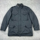 Vtg Polo Ralph Lauren Jacket Men Large Black M65 Parka Hooded Field Leather Rare