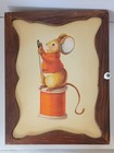 Vintage Sewing Thread Spool Storage Folding Wood Cabinet With Hand-painted Mouse