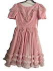 Vtg Pink Girls Squaredance Party Dress Handsewn Chiffon Ruffles Needs Stitch