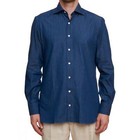 Sartorio Napoli By Kiton Indigo Blue Cotton Denim Dress Shirt