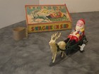 1940 Wind Up Celluloid Santa Claus On Sled 8 5    Occupied Japan Vintage Christmas
