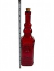 Vintage Ruby Red Glass Decanter Bottle 12  Embossed Medallion W  Cork