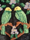 Vtg Antique Handhooked Lovebirds In A Heart Unfinished Pillow Wallhanging Velvet