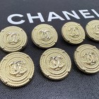 10 Chanel Buttons Cc Logo Light Gold 20mm Metal Vintage