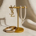 Vintage Glam Gold Interlocking Letter Brooch - Retro Designer Inspired Metal Pin