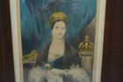 Antique Queen Victoria Hand Colored Lithograph N Currier Wood Frame Portrait
