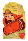 Vintage Valentine s Day Card  Ww11 Military Gunner Tank  surrender  Fold Out