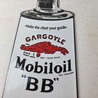 Vintage Mobil Porcelain Sign - Bb Motor Oil Can Porcelain Gargoyle Sign