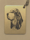 Vintage Bloodhound Dog Artsy Sketch Silver Aluminum Tag Key Ring Purse Charm