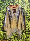 Handmade Native American Style Fringe Jacket Beaded Suede War Shirt Coat