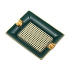 Lubinski Large Ceramic Cigar Ashtray Holder 2ct Slot Green Square Ash Tray Gift