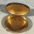 19th C Antique 800 Silver Gold Plated Enamel Oval Pill Box Chariot 24 5g As Is