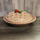 Vtg Ceramic Cherry Pie Keeper Holder Lid Lattice Crust Covered Serving Dish 10   