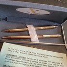 Vintage Centennial Gold-tone Pen   Mechanical Pencil Set In Gray Velvet Case Nos