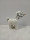    vintage Ceramic Unicorn Figurine Mother And Foal White Blue Gold Horn