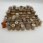 Vintage Empty Wooden Sewing Thread Spools Crafts Various Brands Sizes Lot Of 74