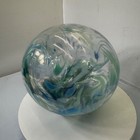 Pyromania 5 5  2000 Oregon Float Blue green Iridescent Art Glass Ball Orb Sphere
