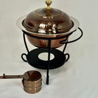 Odi Hammered Copper Chafing Dish Food Warmer Stainless Insert Stand Burner