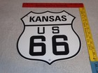 Vintage Kansas United States Route 66 Porcelain Metal Shield Gasoline   Oil Sign
