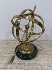 Vintage Lacquered Brass Armillary Sphere Marble Base W roman Numerals 10    Height