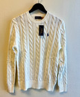 Polo Ralph Lauren Men   s Cotton Crew Neck Cable Knit Sweater Off White Size M Nwt