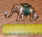 Vintage Trifari Gold-plated Enamel And Faux Pearl Elephant Brooch