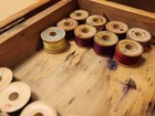 Lot Of 84 Atco- Belding- Corticelli   Assorted Thread Wood Bobbins Spools