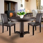 Set Of 4 Brown Leather Dining Chairs Modern Elegant Design For Home   Kitchen