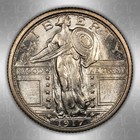 1917 25c Type 1 Standing Liberty Quarter Cacg Au58fh  cac 