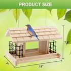 Wooden Bird Feeder For Outdoors Hanging Mount Large Capacity  Pine Garden Roof F