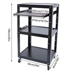 Steel Media Cart Av Cart With Keyboard Tray Mobile Cart Height Adjustable Shelf