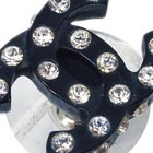 Chanel Cc Piercing Earrings Rhinestone Black 04a 144357