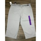Gloria Vanderbilt Pippa Skimmer Capri Pants Size 14 French Toile Gray Nwt Belted