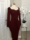 Forever 21 Burgundy Wine Ribbed Tie-waist Midi Sweater Dress W  Bell Sleeves S