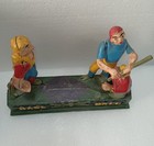 Vtge Cast Iron Baseball Mechanical Bank