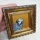 Pigeon Painting Gold Framed Small Artwork 2x2 Portrait Dove Painting