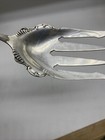 Antique Large Victorian Ornate Silver Serving Fork Wooden Handle 12 