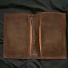  travel Log  Blank Journal diary Book  Brown Leather Cover W  Zipper Pocket