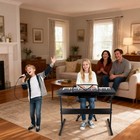 61-key Portable Electric Keyboard Piano W built In Speakers   Stool   Headphones