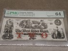 1860s  2 West River Bank Jamaica Vermont Obsolete Note Pmg 64 Pinhole