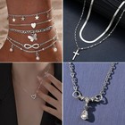 92 Pcs Silver Plated Jewelry Set Necklace Bracelet Earring Rings Gift For Women