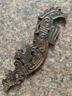 Unique Chinese Old Hetian Jade Open-work Carved  dragon-figure  2faces Plaque